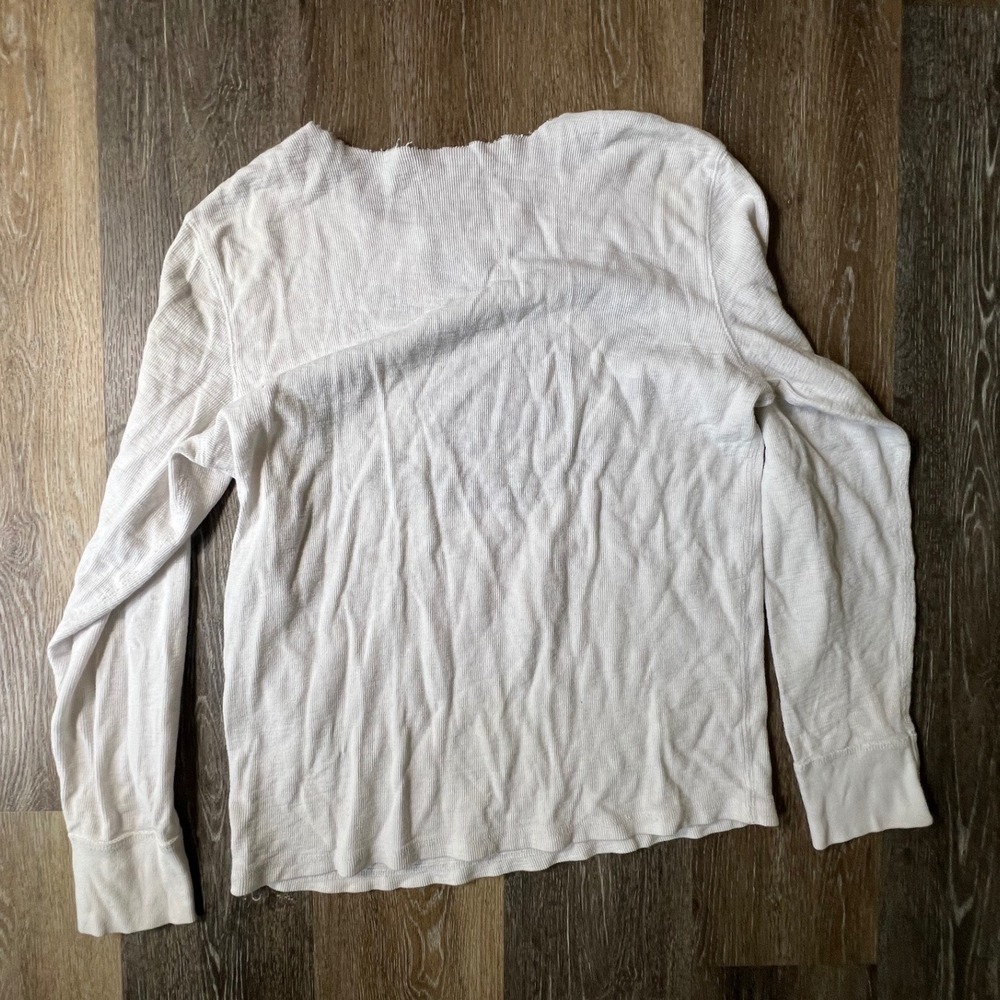American Eagle Thermal Shirt Mens Large White Vintage Fit Phys Ed Distressed - Picture 6 of 7